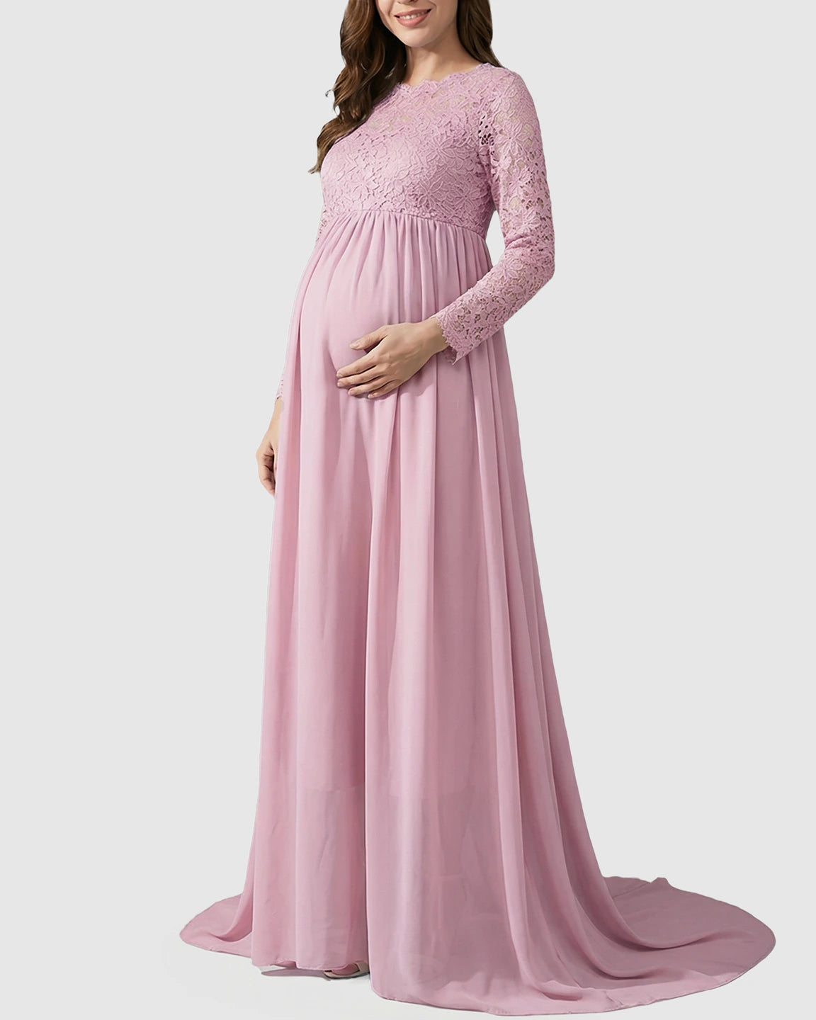 Lace Bodice Trailing Skirt Maternity Photoshoot Gown