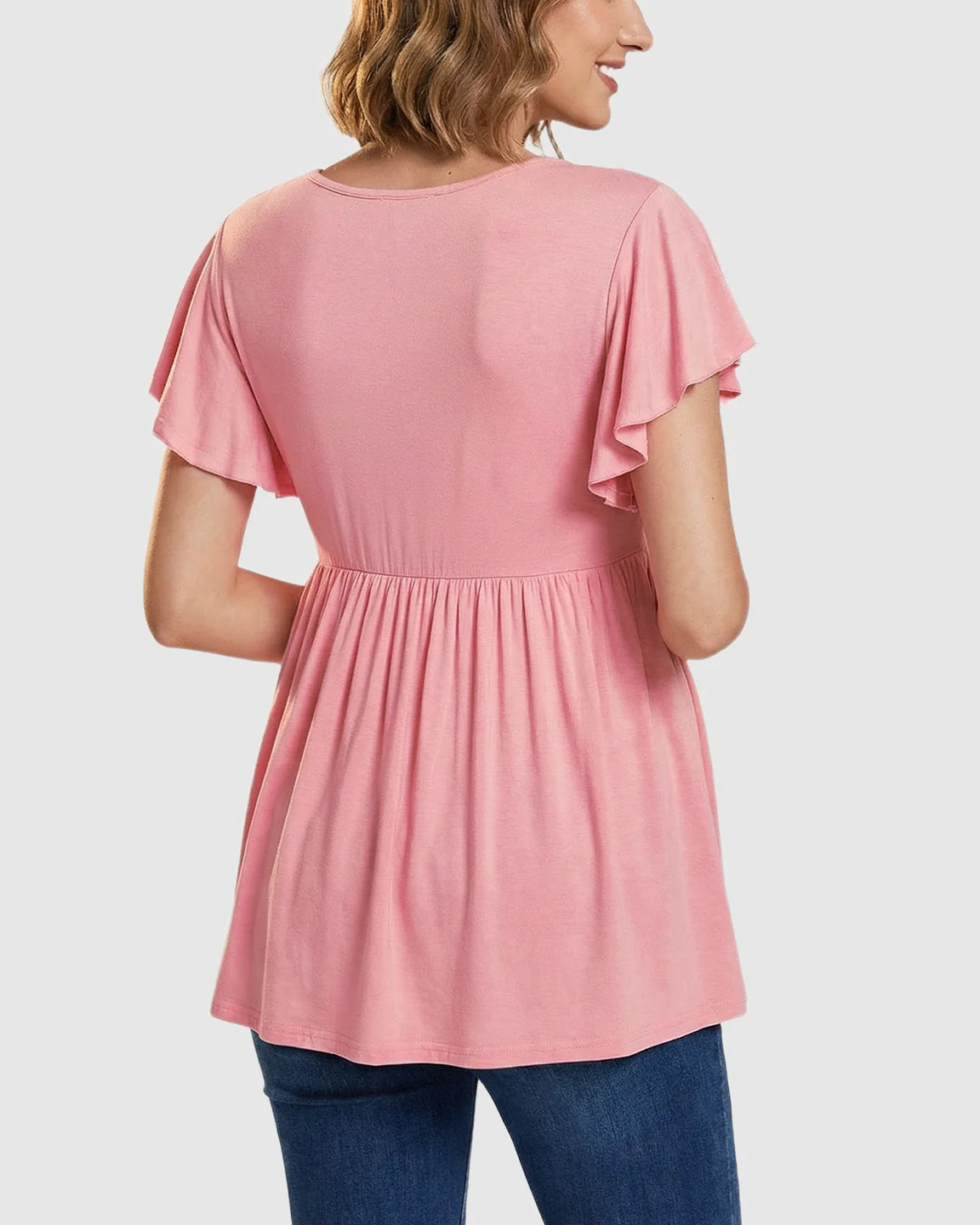 Gathered Ruffle-Sleeve Maternity