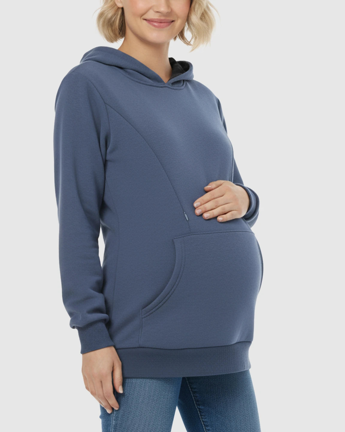 Long-sleeve Kangaroo Pocket Maternity Hoodie
