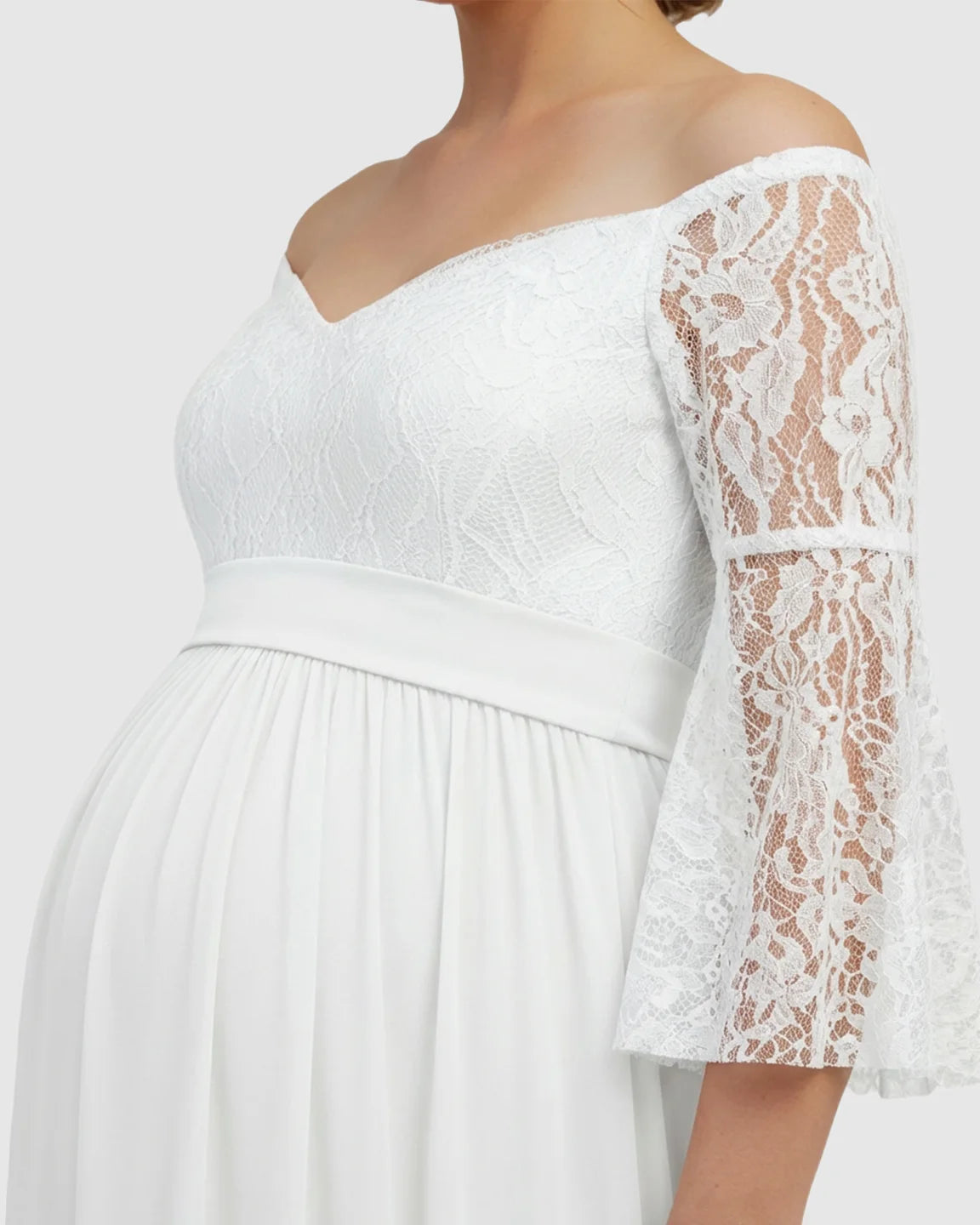Off-Shoulder Lace Bodice Maternity Photoshoot Dress