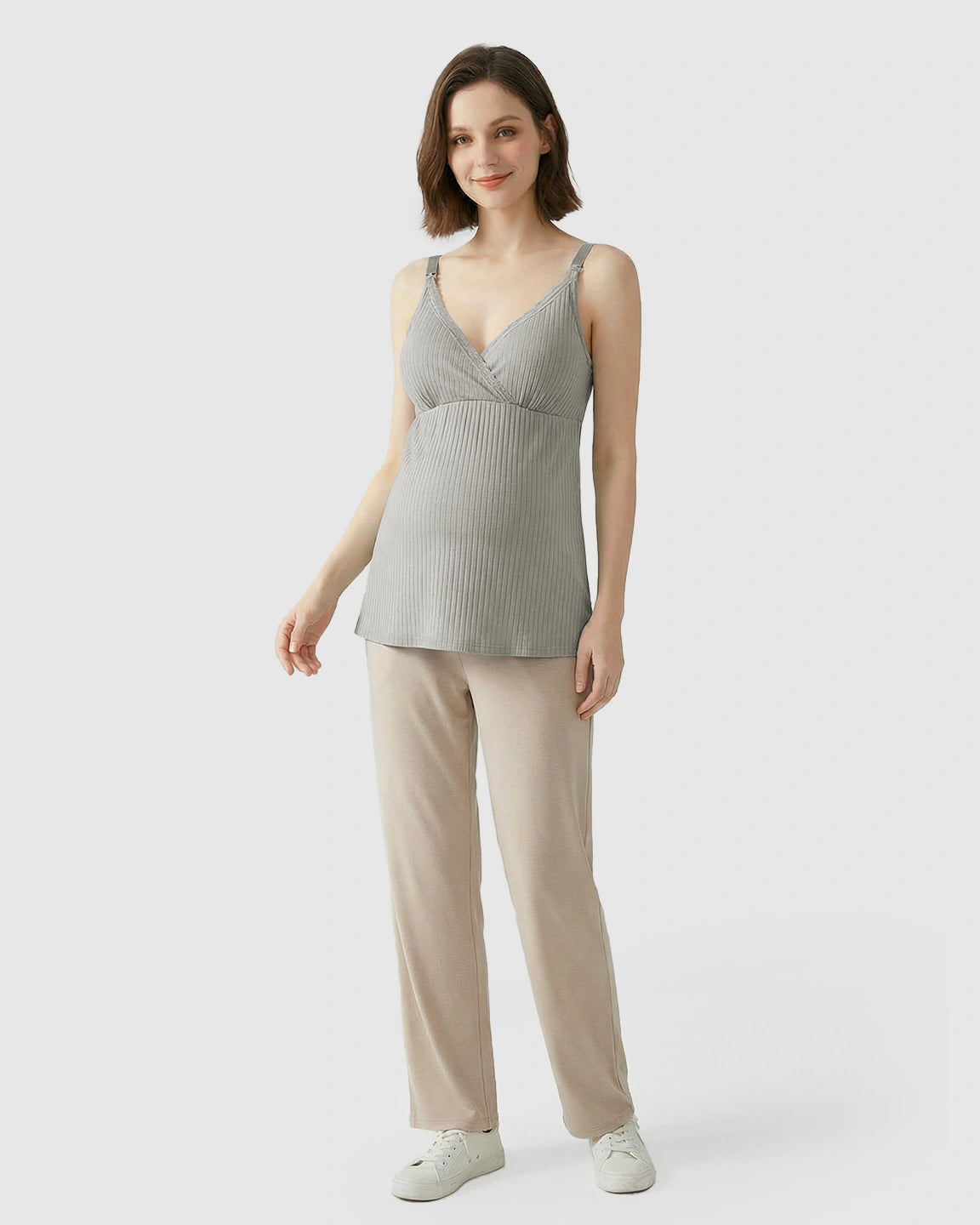 Easy-Access Crisscross Ribbed Nursing Camisole