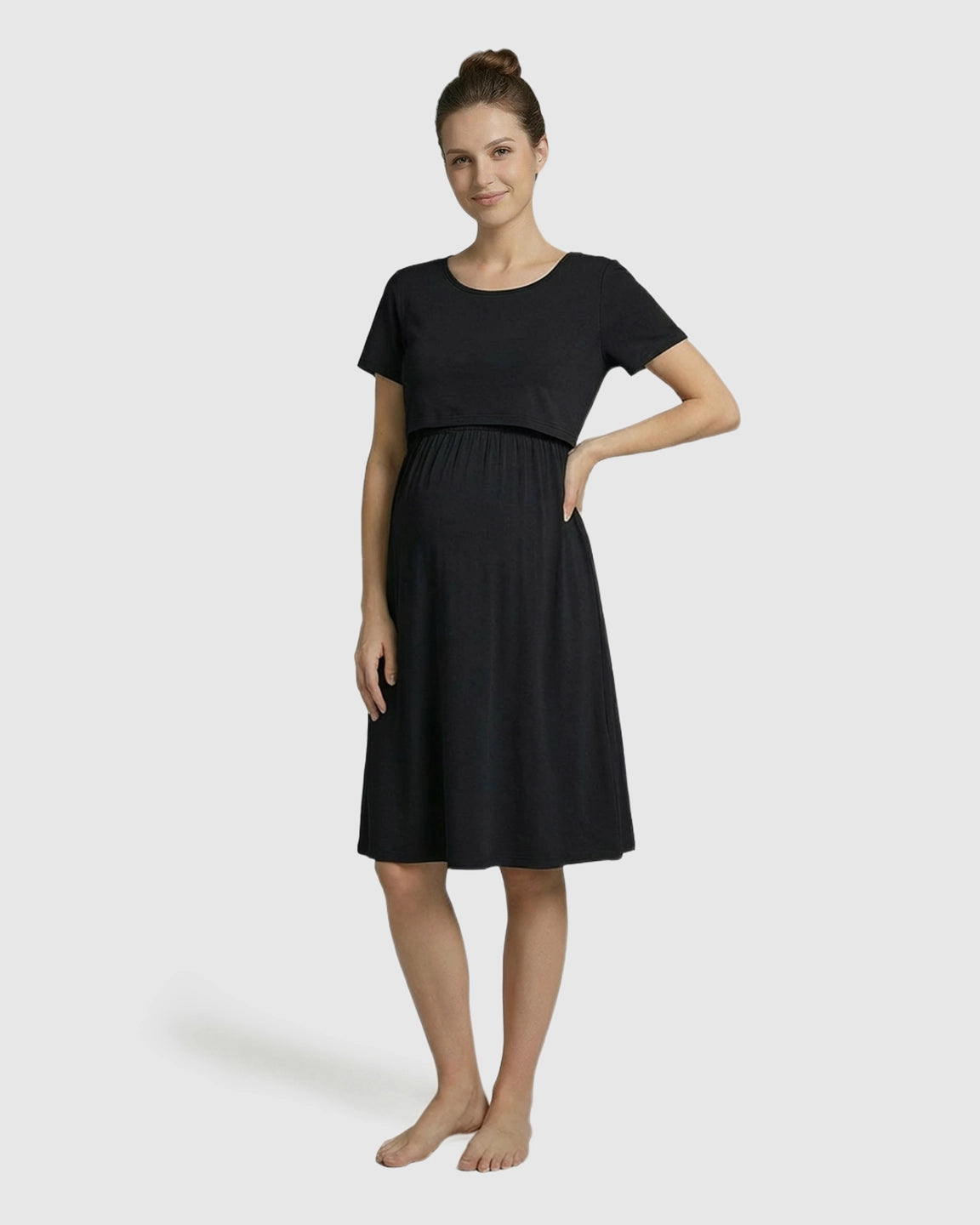 Double-Layer Nursing Front Relaxed Maternity Dress