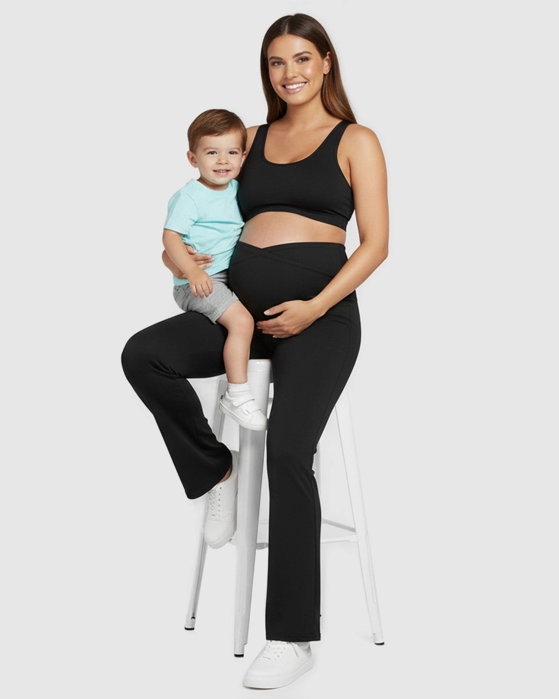 Cross-Support Wide-Leg Maternity Pants
