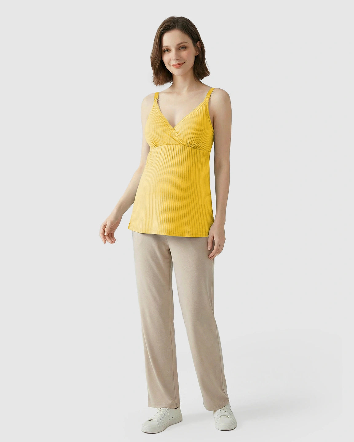 Easy-Access Crisscross Ribbed Nursing Camisole