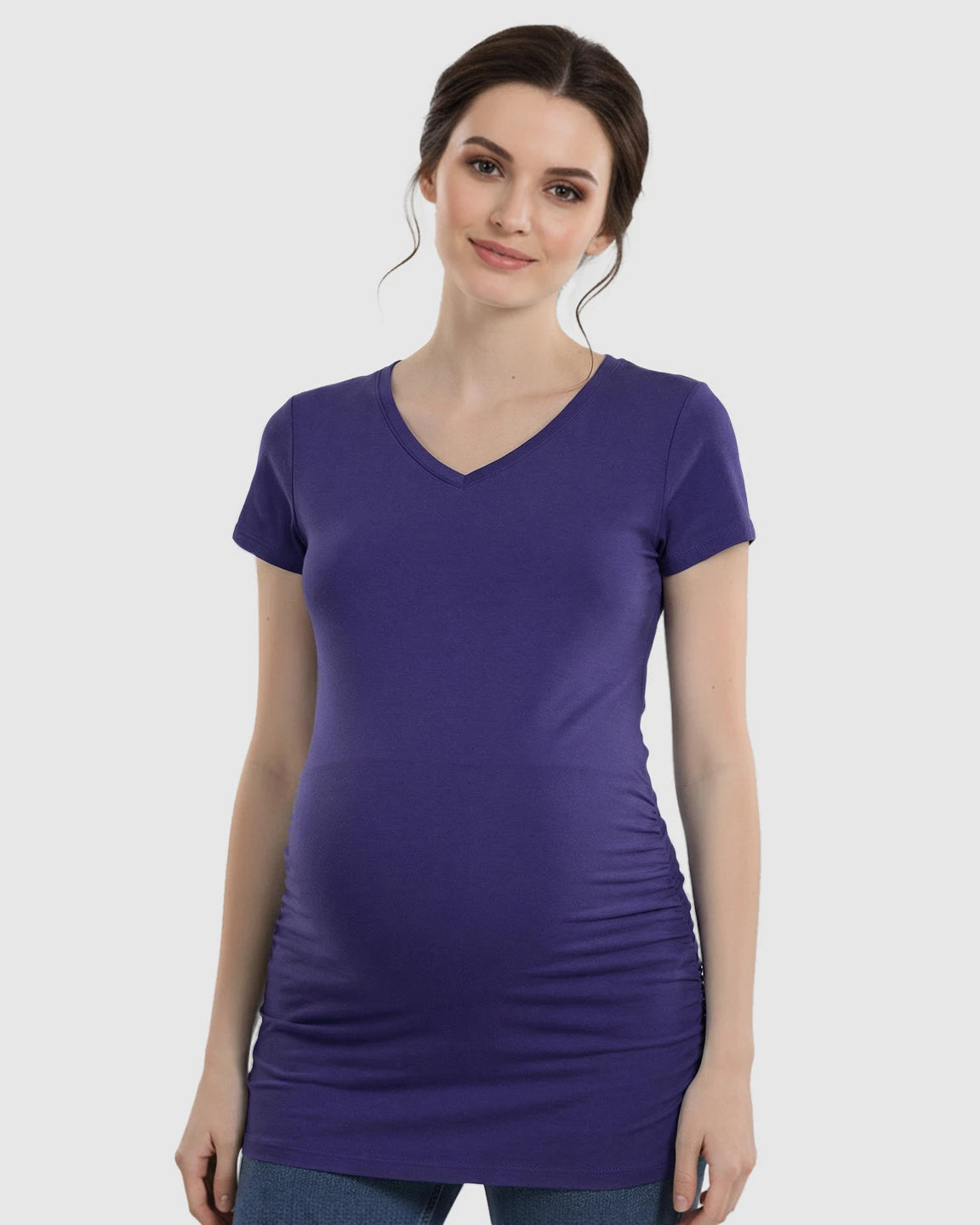 Short Sleeve Ruched Slim Fit Maternity Top