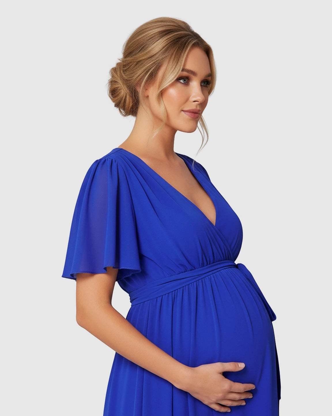 V-Neck A-line Maternity Maxi Dress