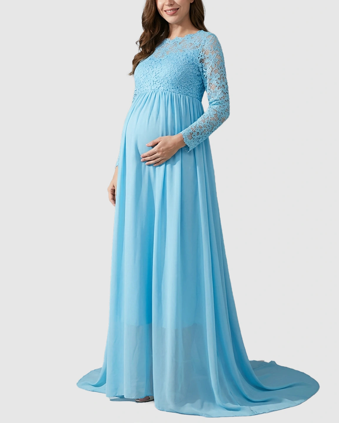 Lace Bodice Trailing Skirt Maternity Photoshoot Gown