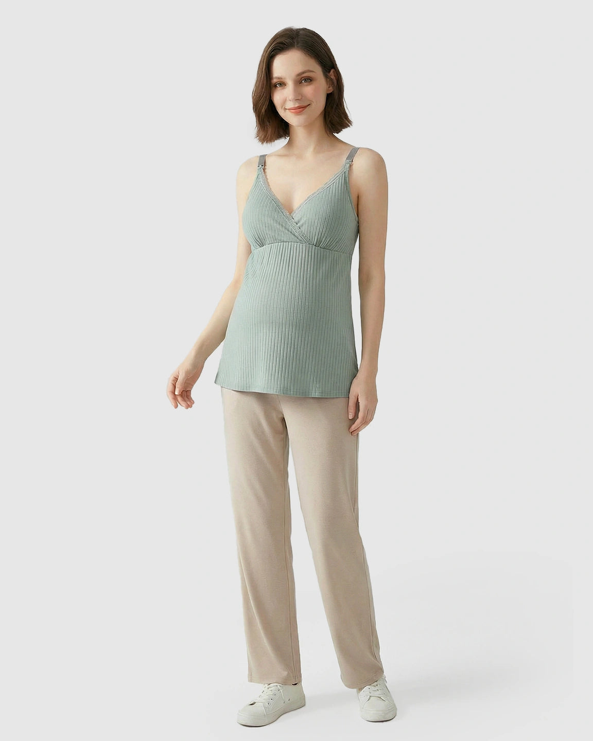 Easy-Access Crisscross Ribbed Nursing Camisole