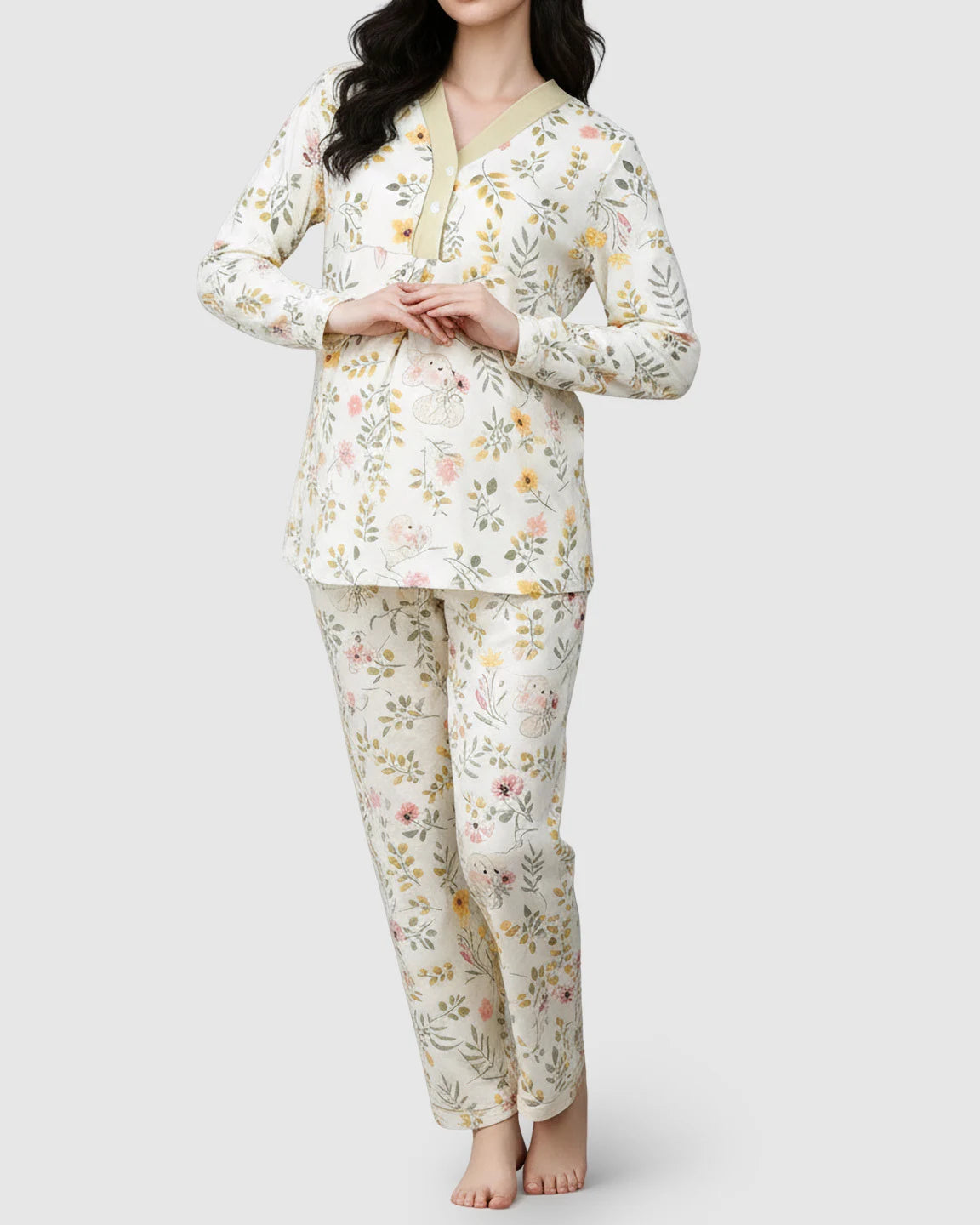 Nursing-Friendly Floral Maternity Lounge Set