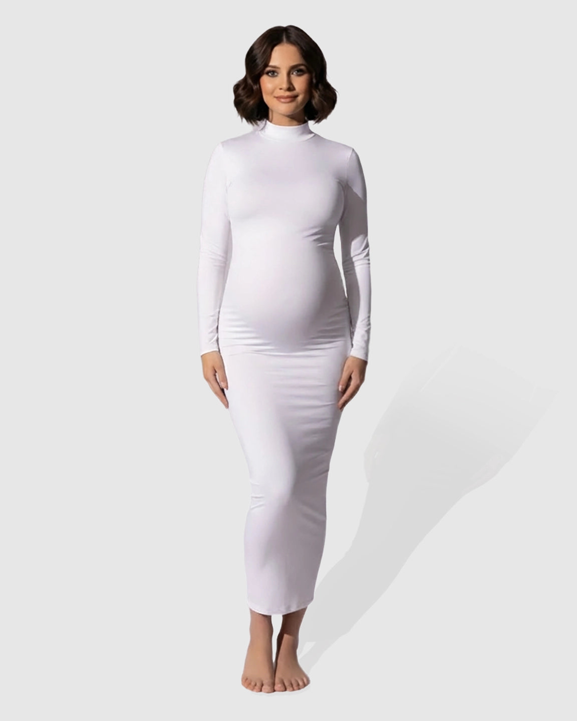 Mock-Neck Bodycon Maternity Maxi Dress