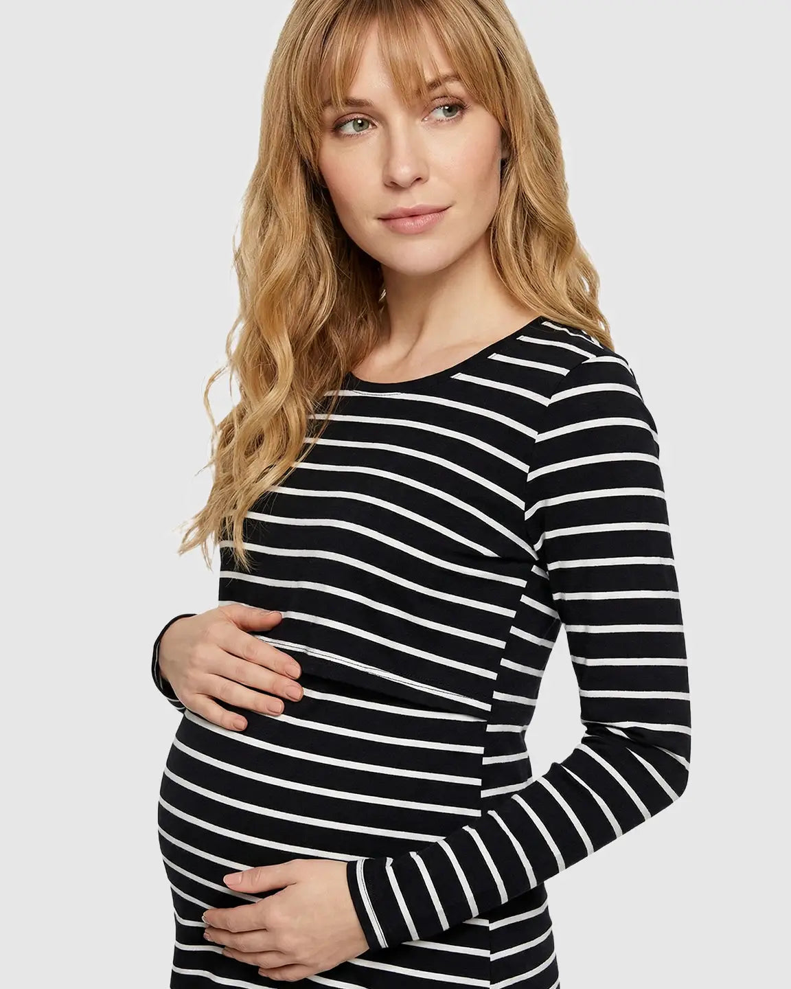 Striped Print Comfort Fit Maternity & Nursing Top
