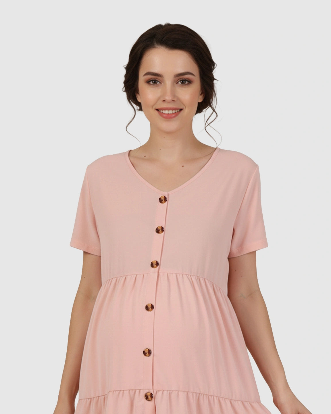 Button-Up Tiered Maternity Mini Dress