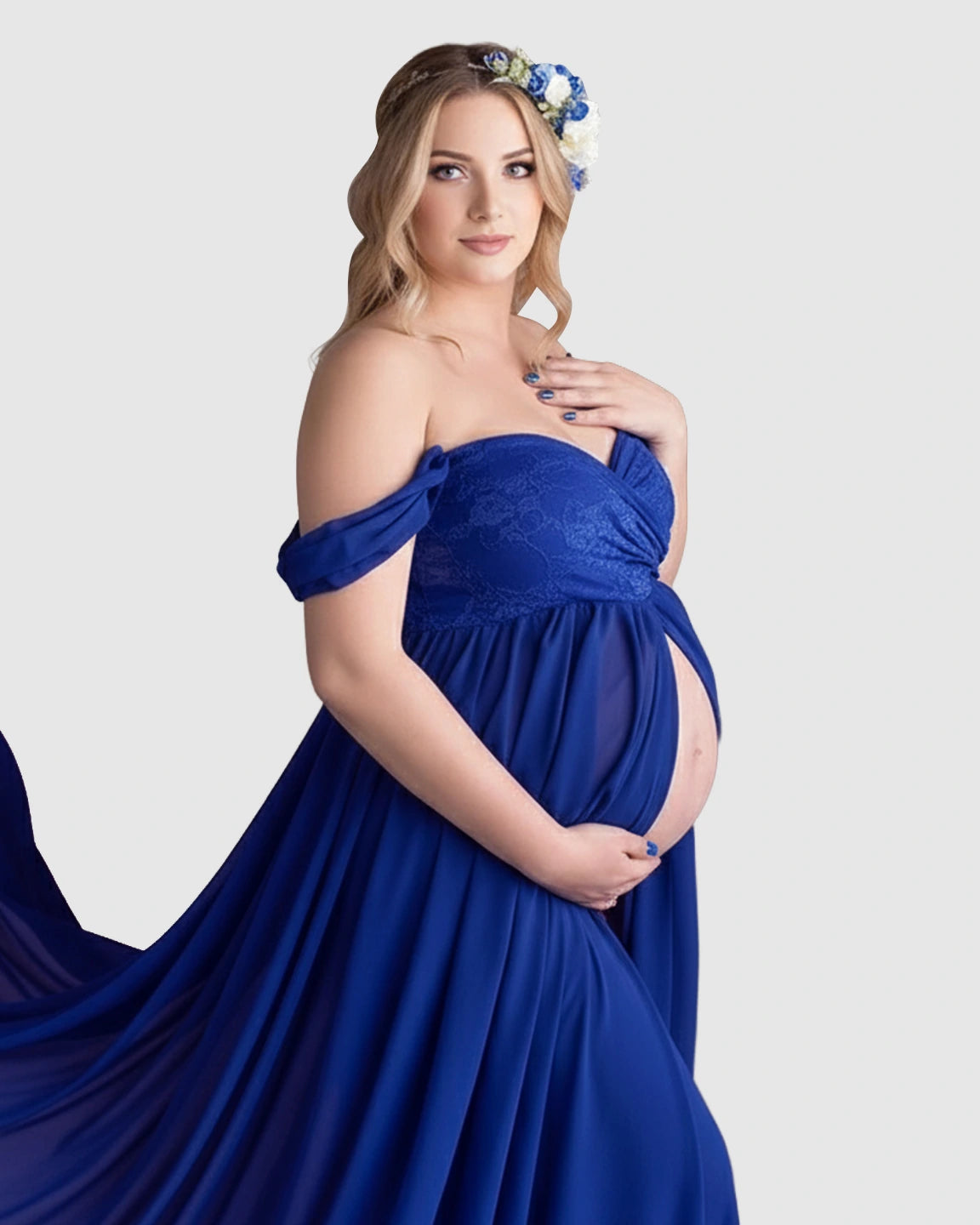 Extra-Long Train Ethereal Chiffon Maternity Gown
