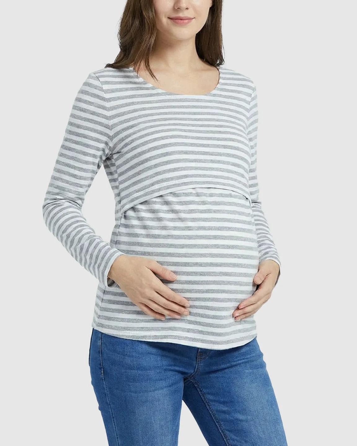 Long-Sleeve Overlap Panel Maternity & Nursing Top