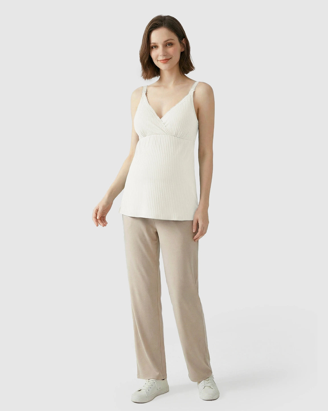 Easy-Access Crisscross Ribbed Nursing Camisole