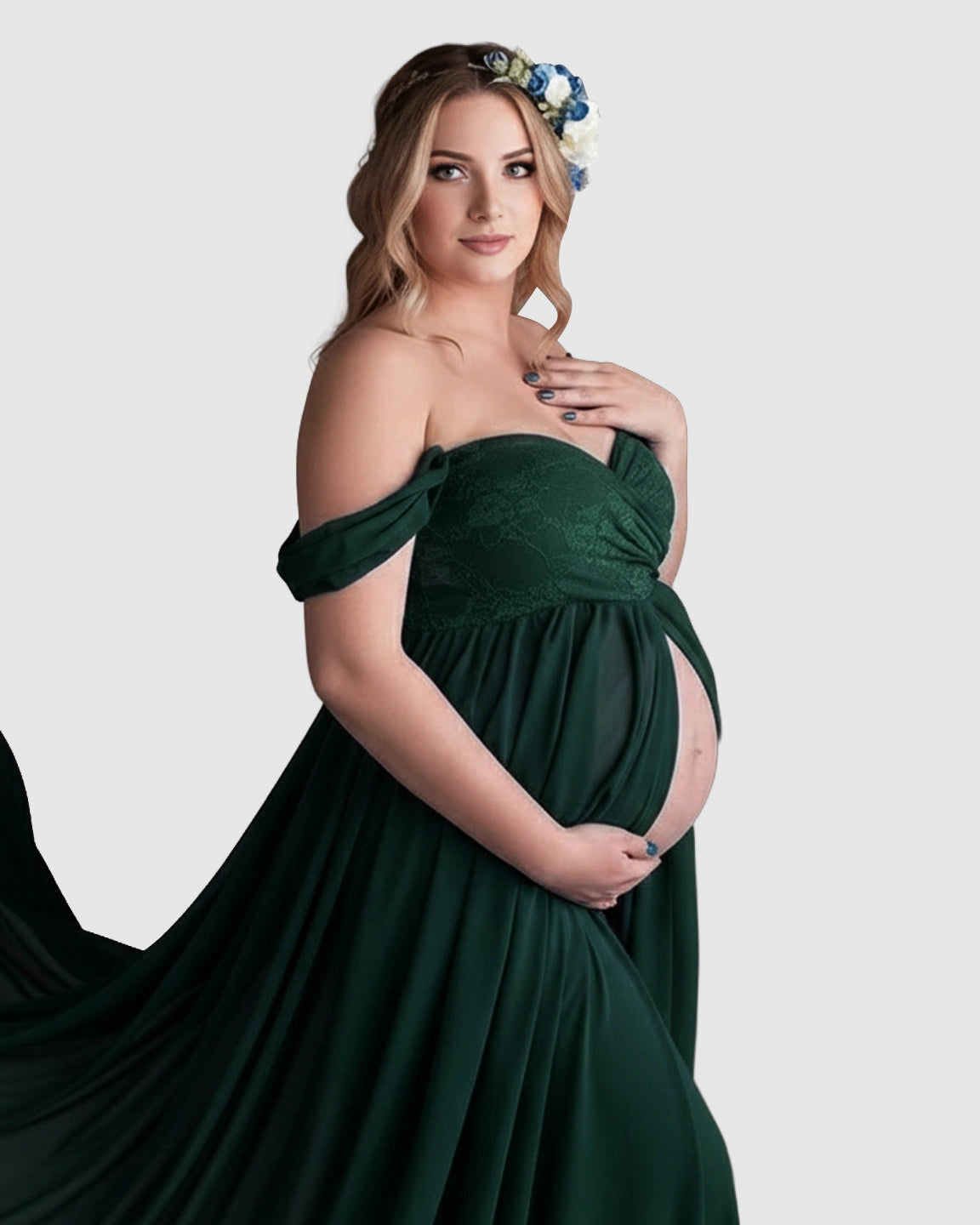 Extra-Long Train Ethereal Chiffon Maternity Gown