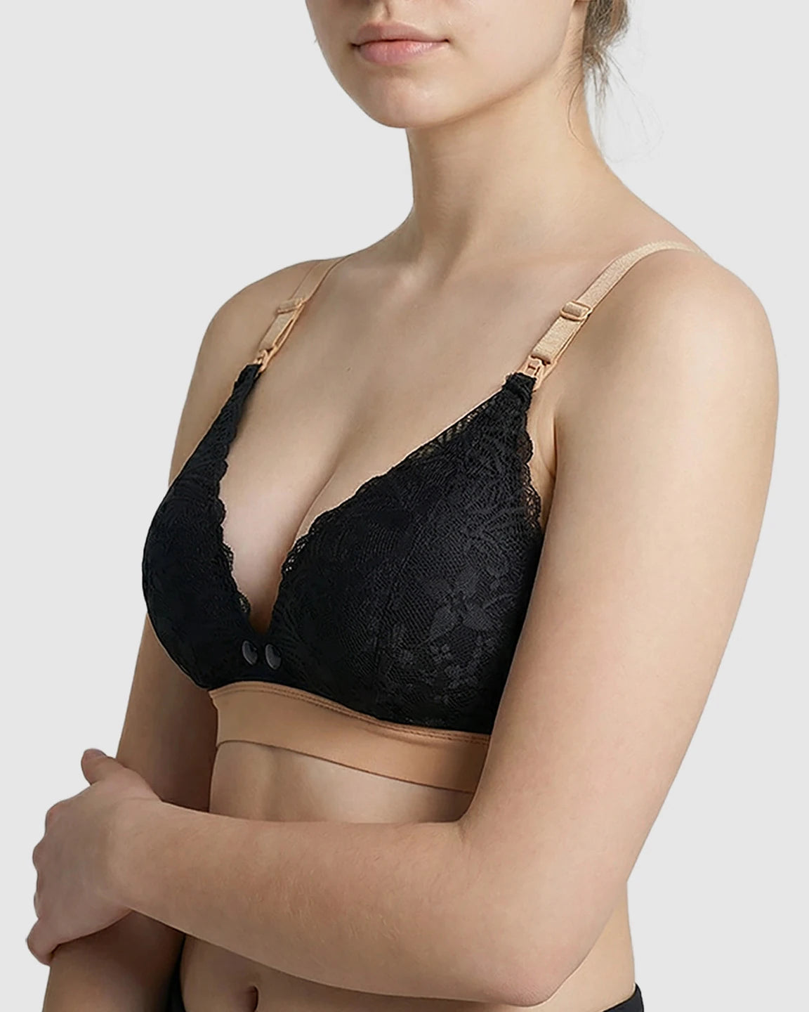 Dual-Tone Lace Nursing Bra