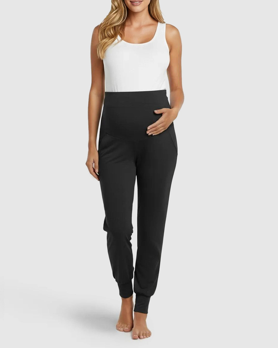 Ankle-Cuffed Elastic Maternity Pants