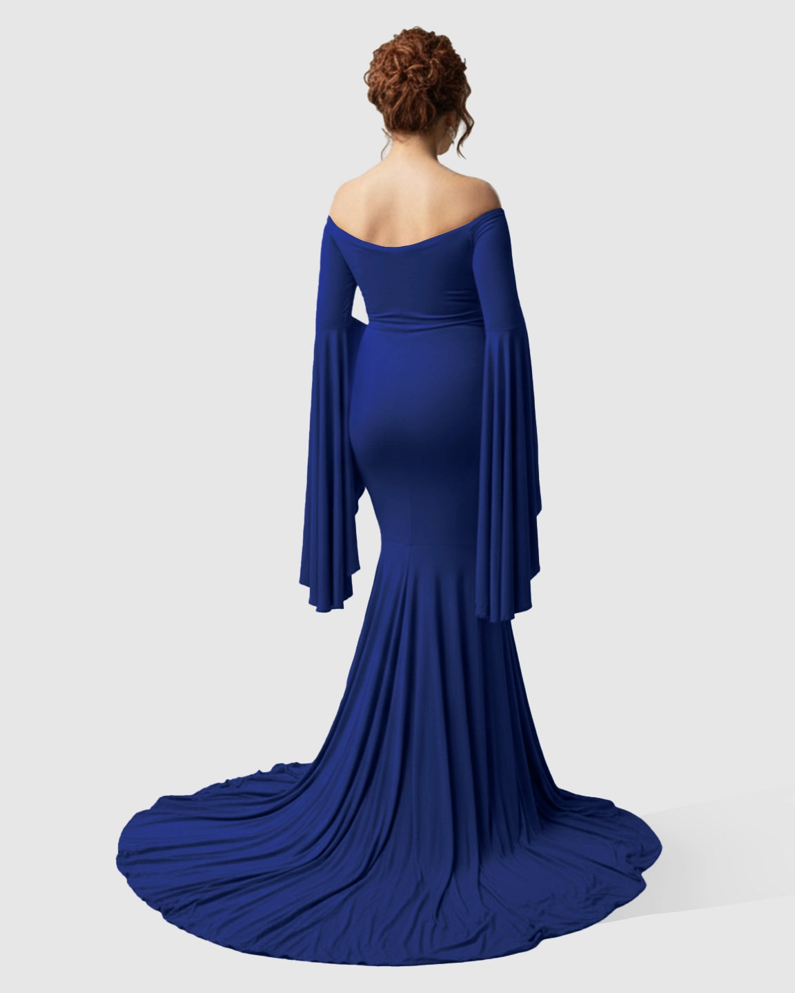 Flared Sleeve Fishtail Train Maternity Photoshoot Dress