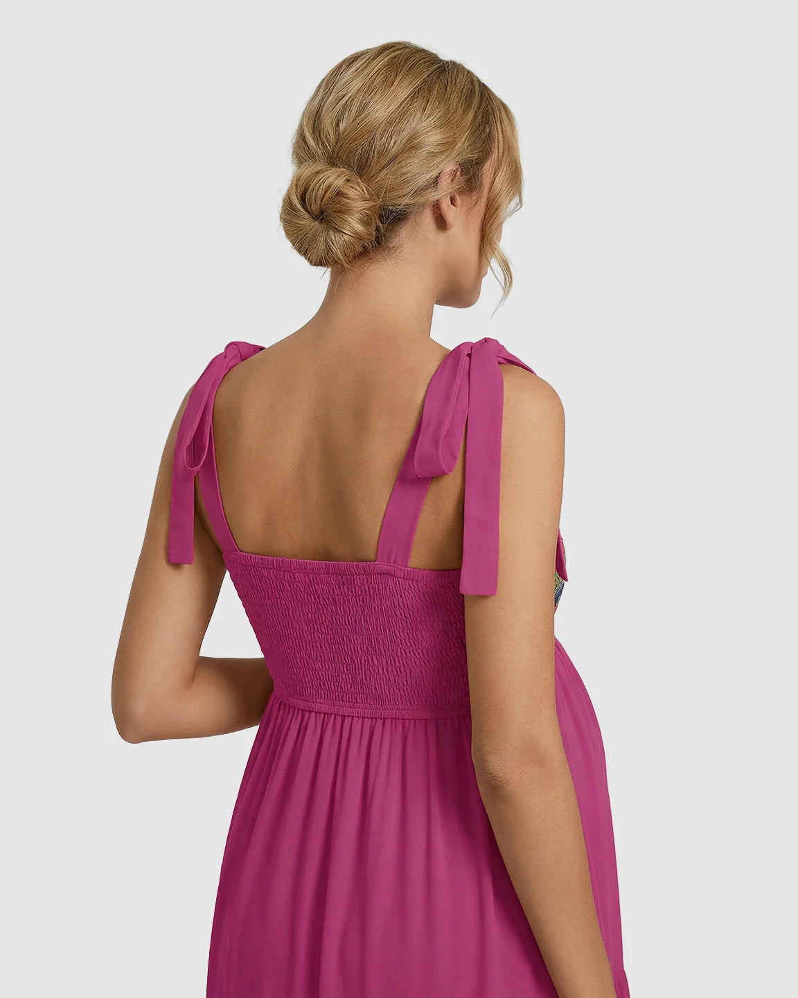 Shoulder Tie-Strap A-line Maternity Midi Dress