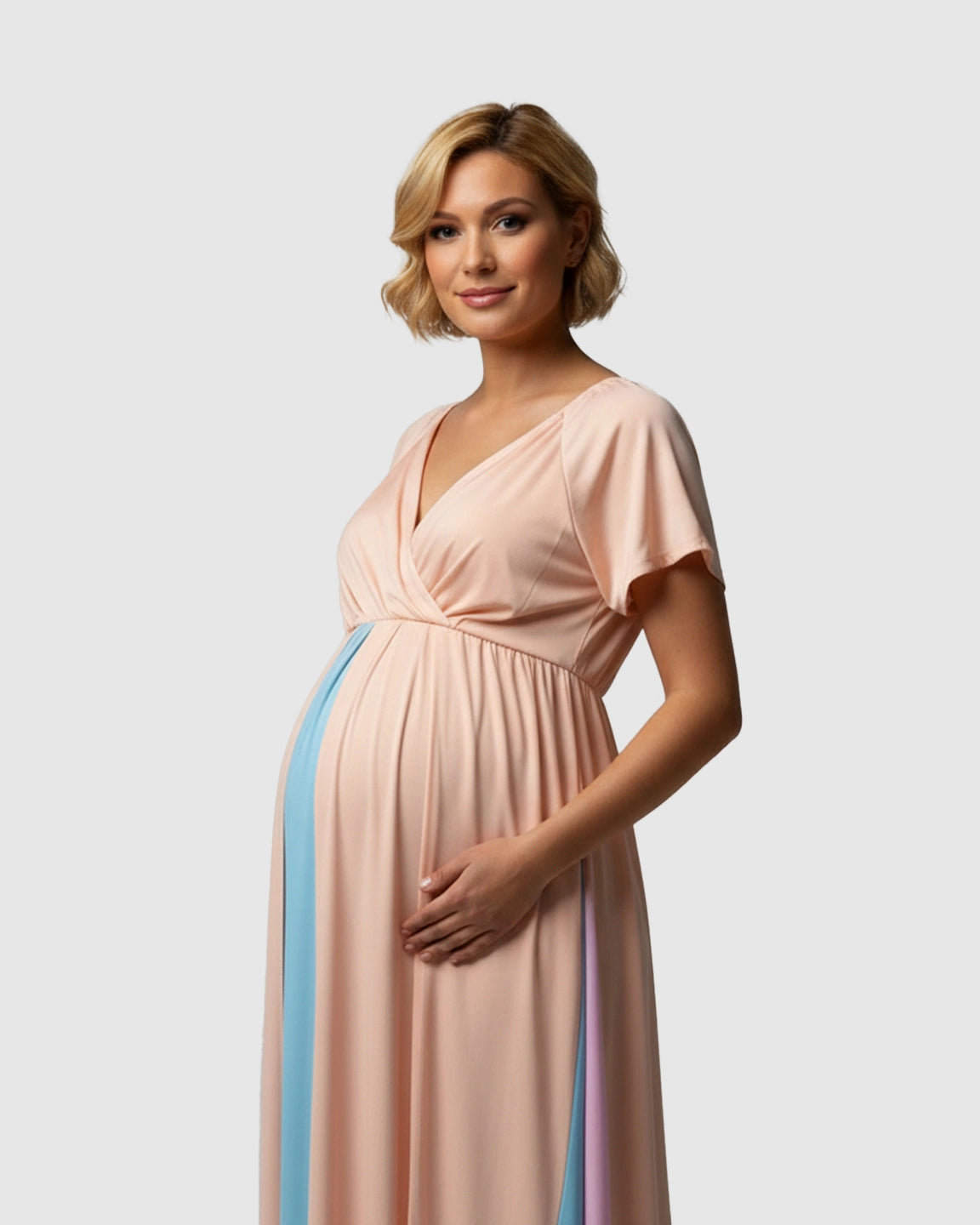 Gradient Colorblock Flowy Maternity Photoshoot Gown