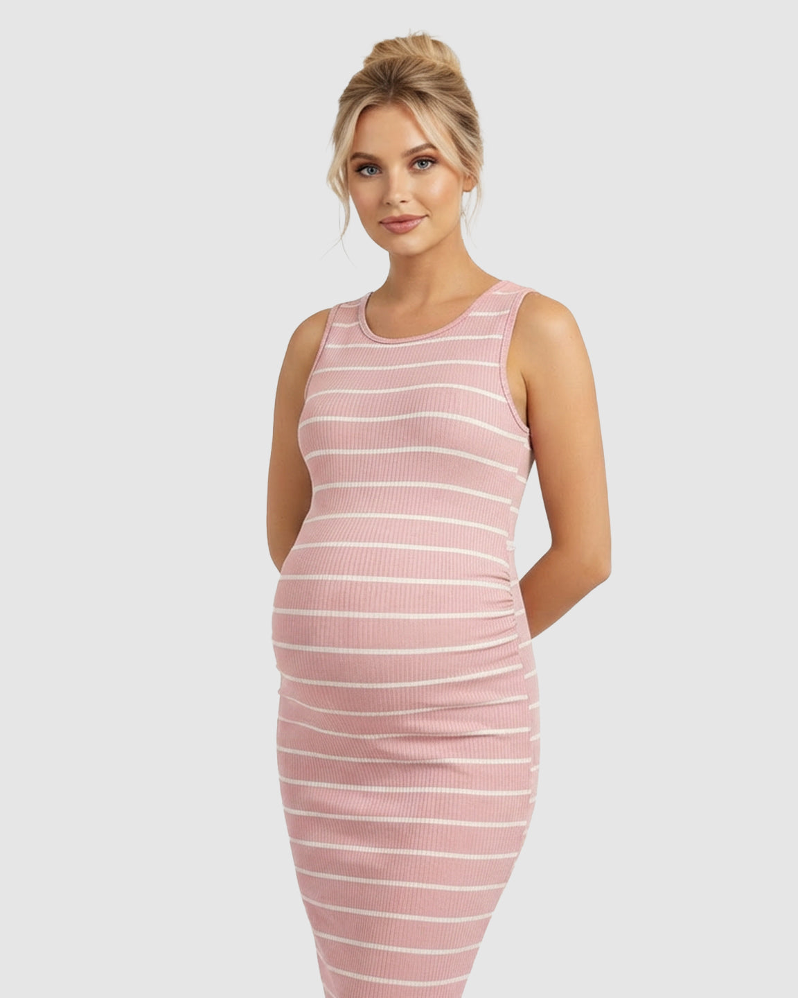 Striped Sleeveless Loose Flowing Maternity Dress