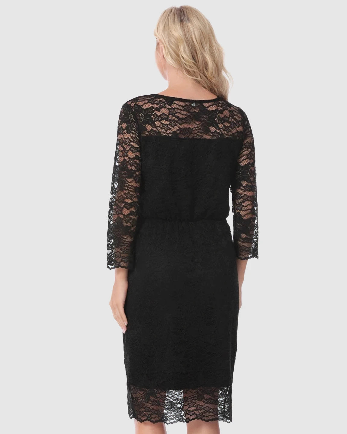 Mid-length Lace Sleeves Maternity & Nursing Dress