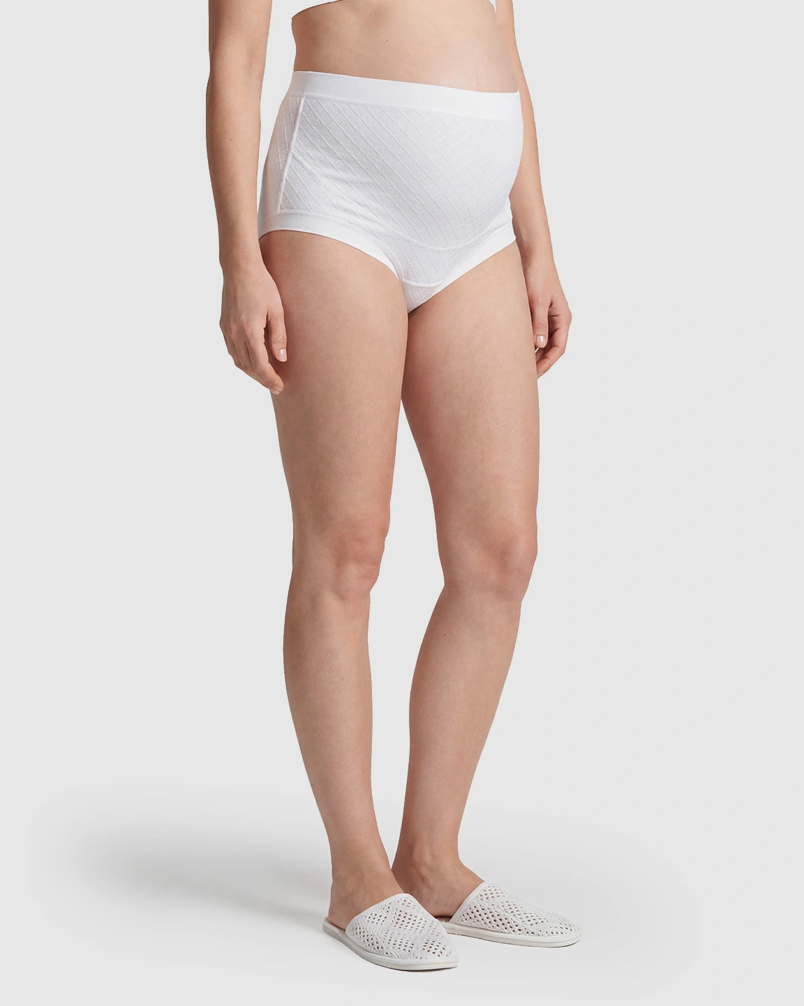 Mid-Waist Check Pattern Maternity Underwear