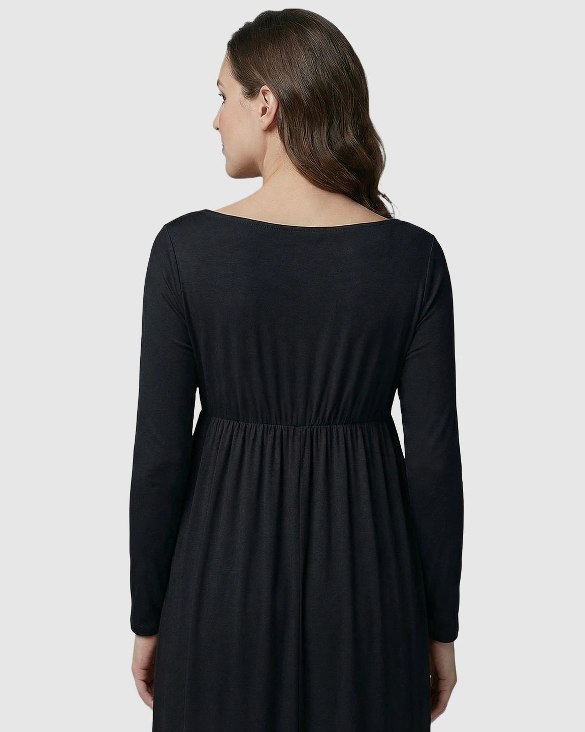 Long-Sleeve Full Train Maternity Maxi Dress