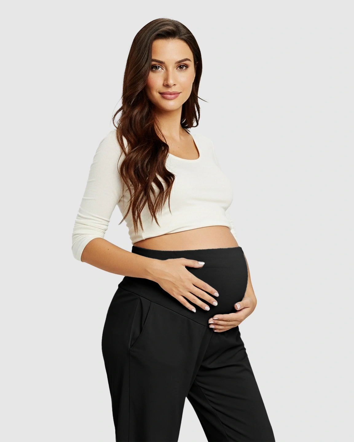 High-Waisted Maternity Capri Pants