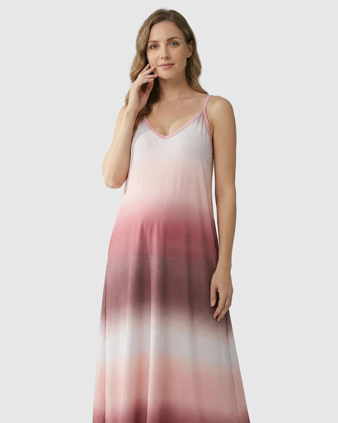 Spaghetti-Strap Gradient Maternity Maxi Dress