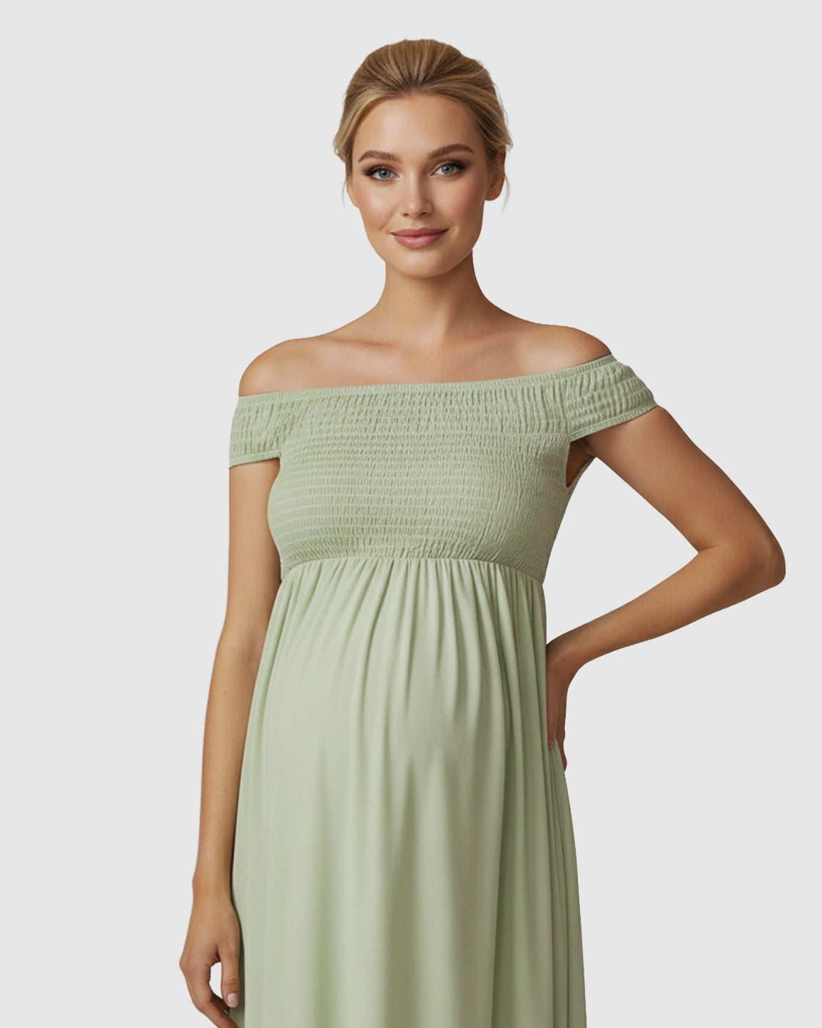 Off-Shoulder Flowy A-line Maternity Maxi Dress