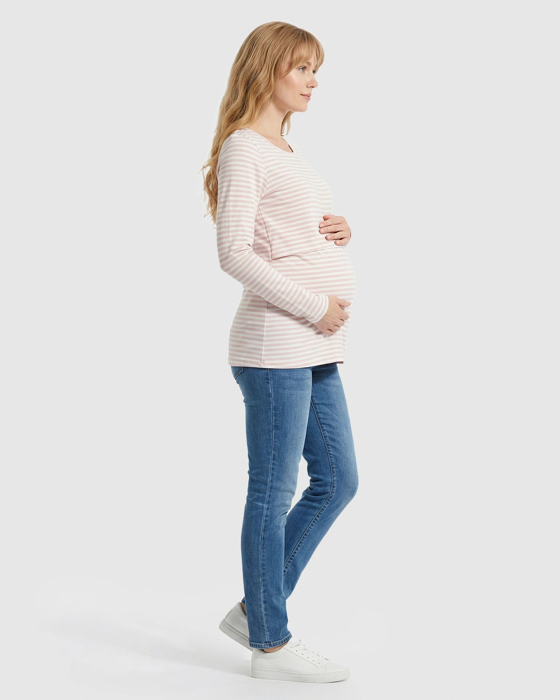 Pull-up Access Striped Print Maternity & Nursing Top