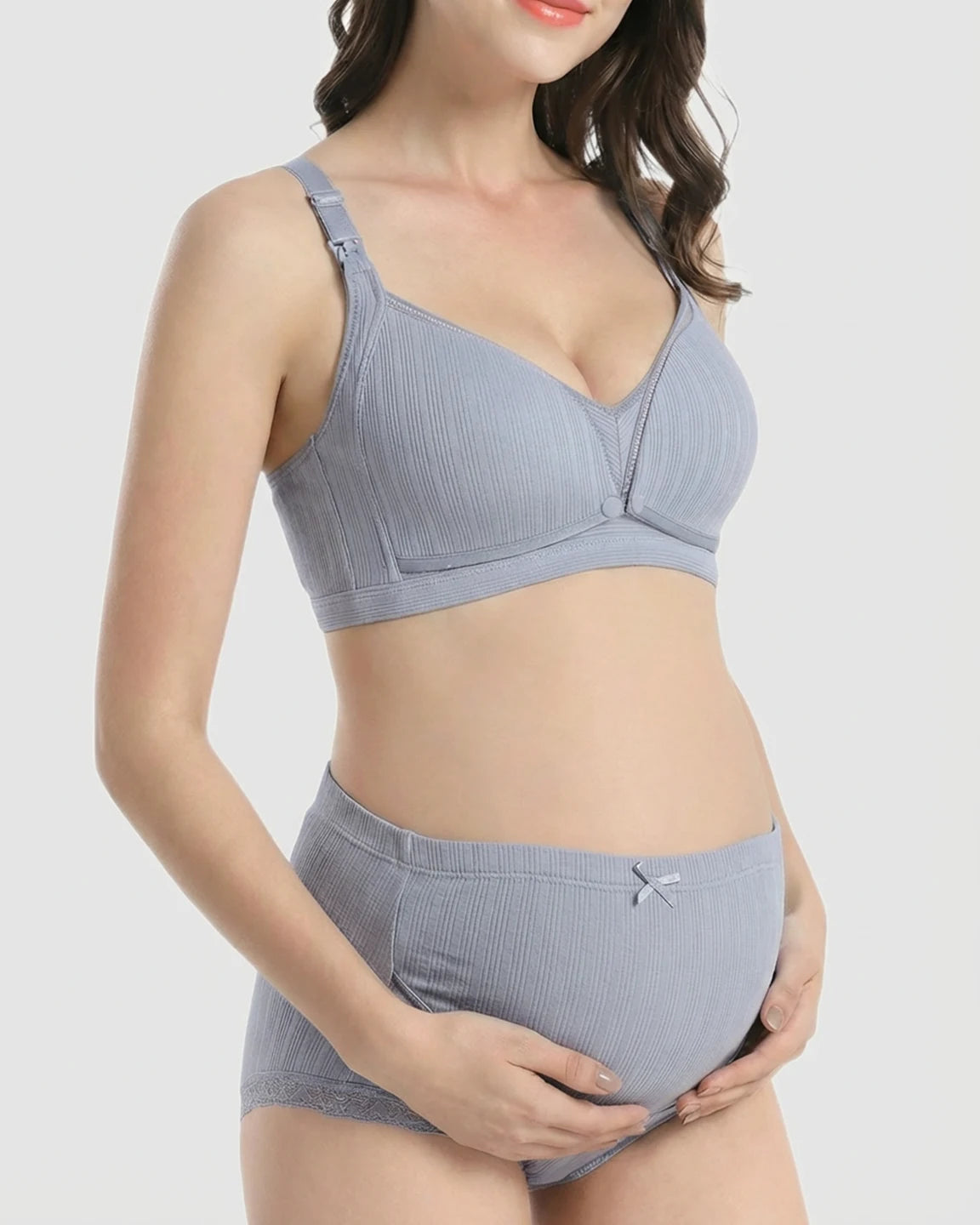 Wire-Free Breathable High-Waist Maternity Nursing Bra & Panty Set