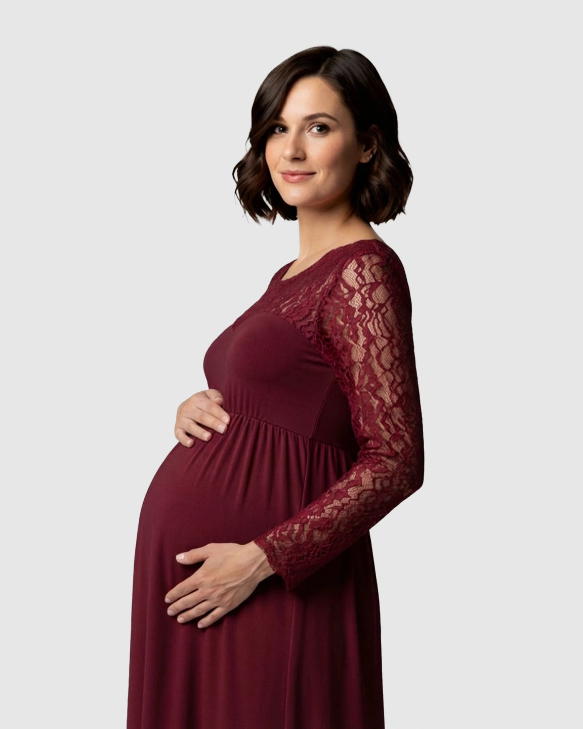 Elegant Lace Floor-Length Maternity Photoshoot Dress