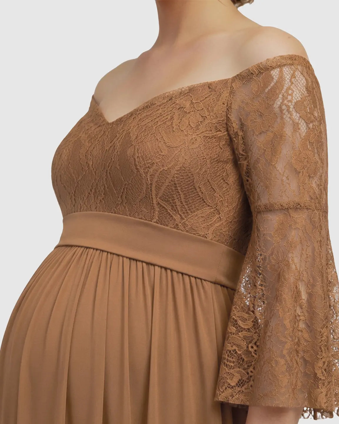 Off-Shoulder Lace Bodice Maternity Photoshoot Dress