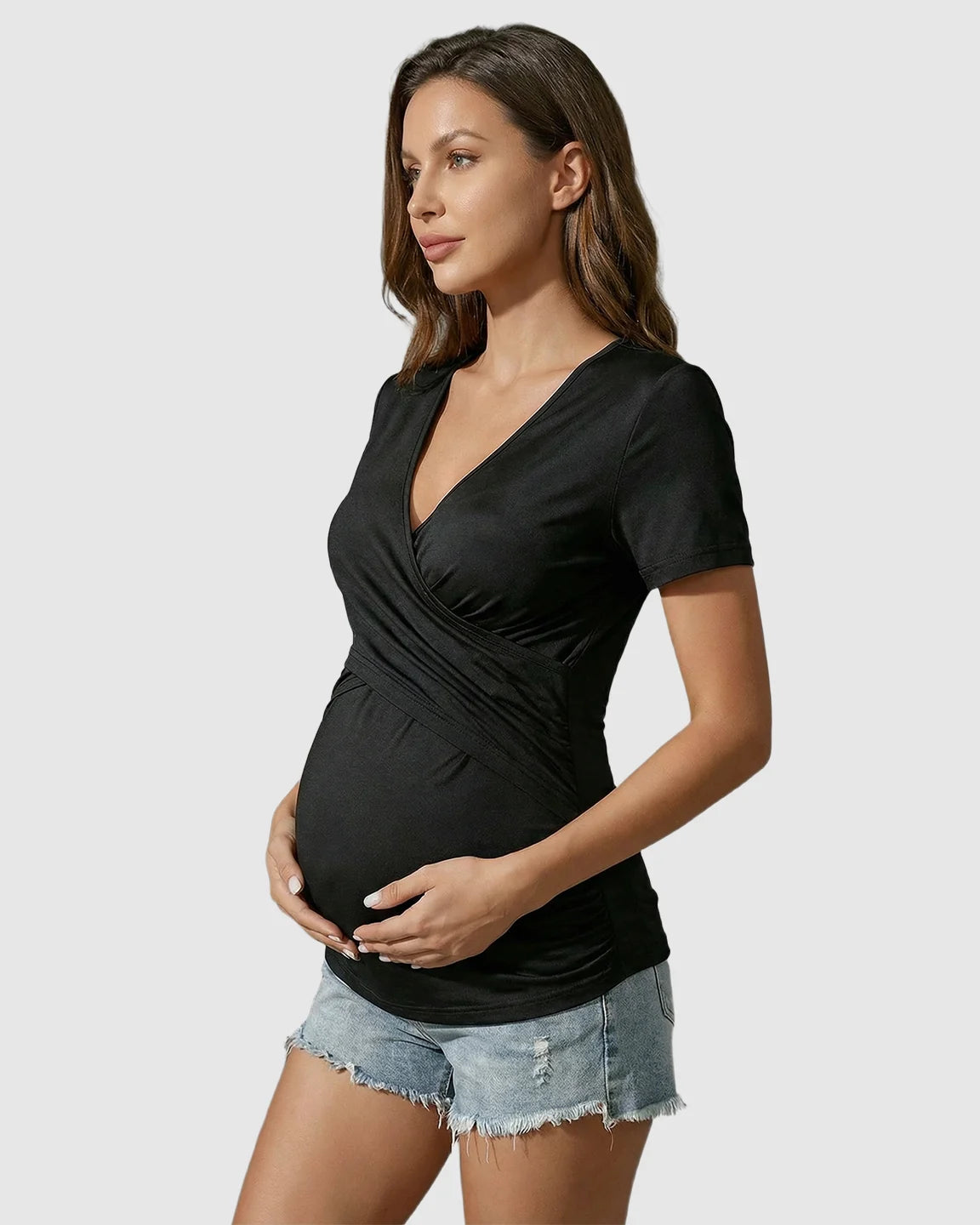 Crossover Waist Bodycon Maternity Top