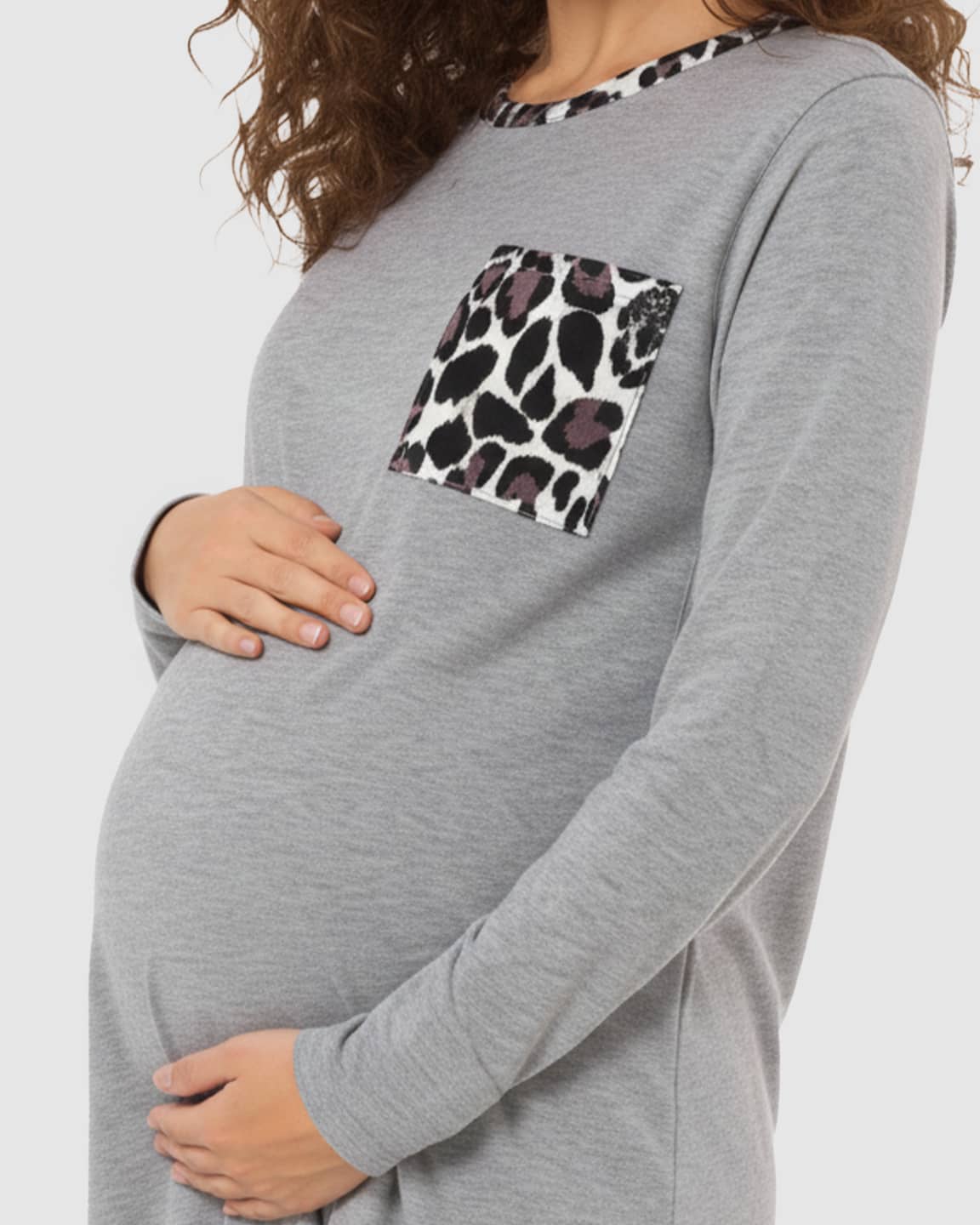 Straight-Cut Maternity Mini Dress with Graphic Print