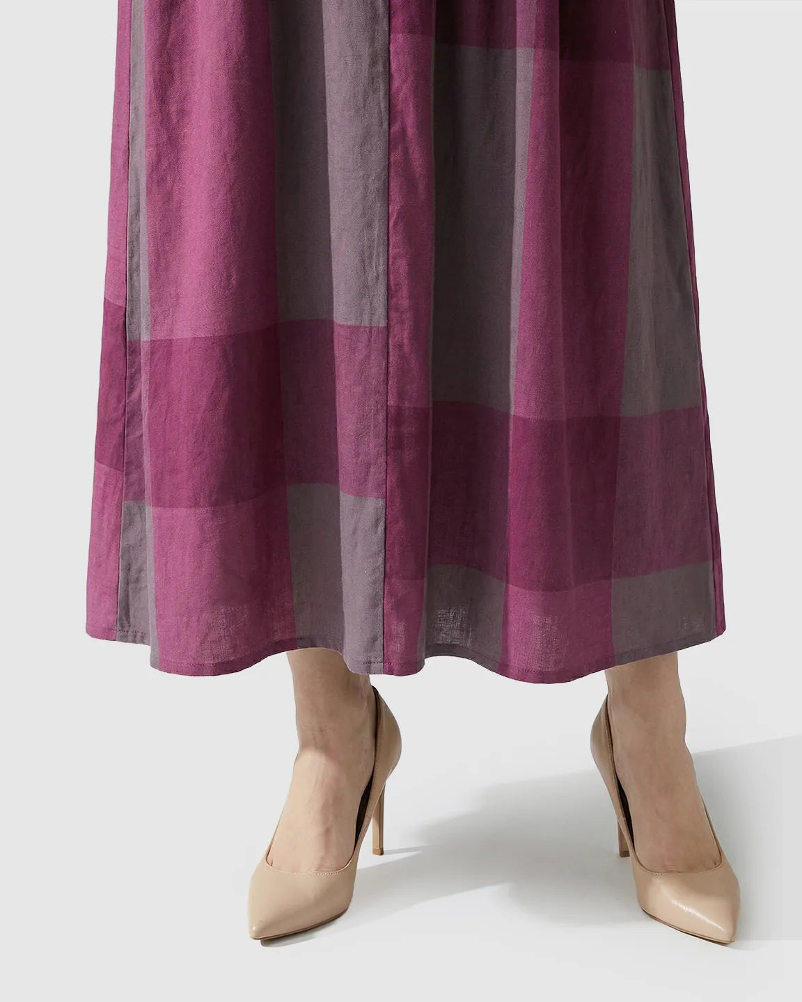 Plaid Color Block Loose Fit Maternity Maxi Dress