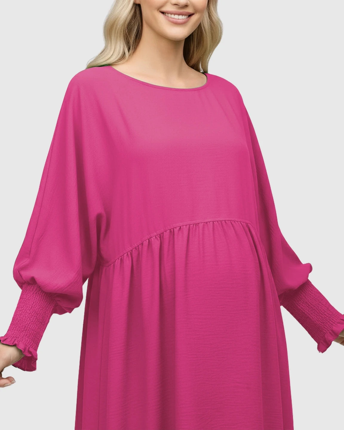 Flowy Smocked Sleeve Casual Dress