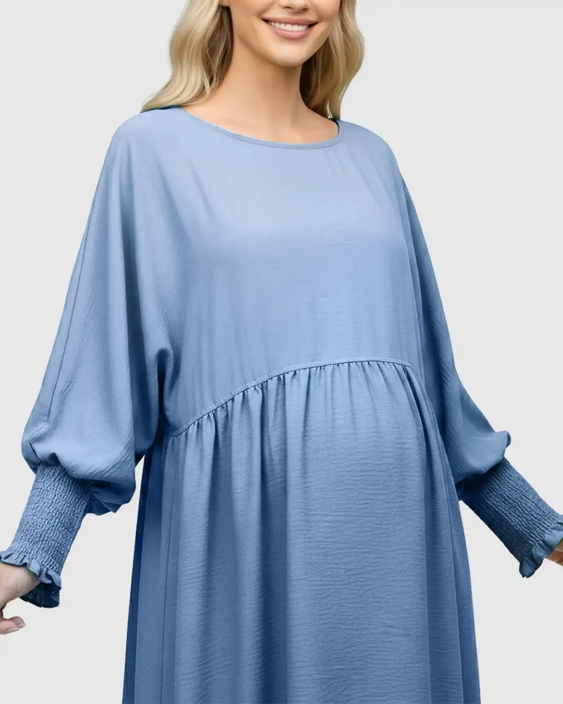 Flowy Smocked Sleeve Casual Dress