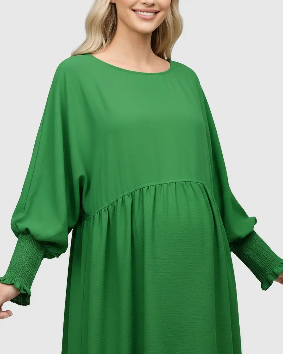 Flowy Smocked Sleeve Casual Dress