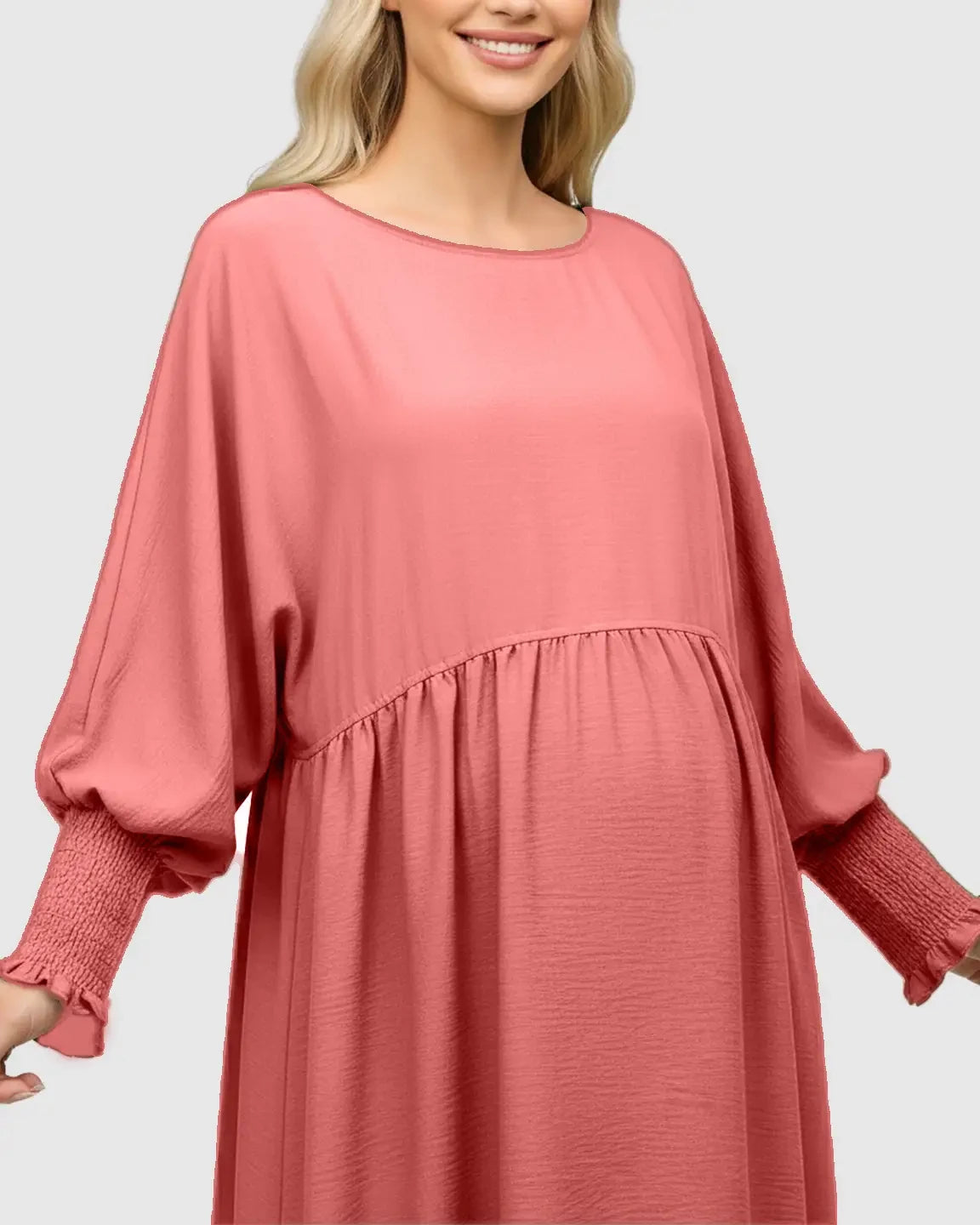 Flowy Smocked Sleeve Casual Dress