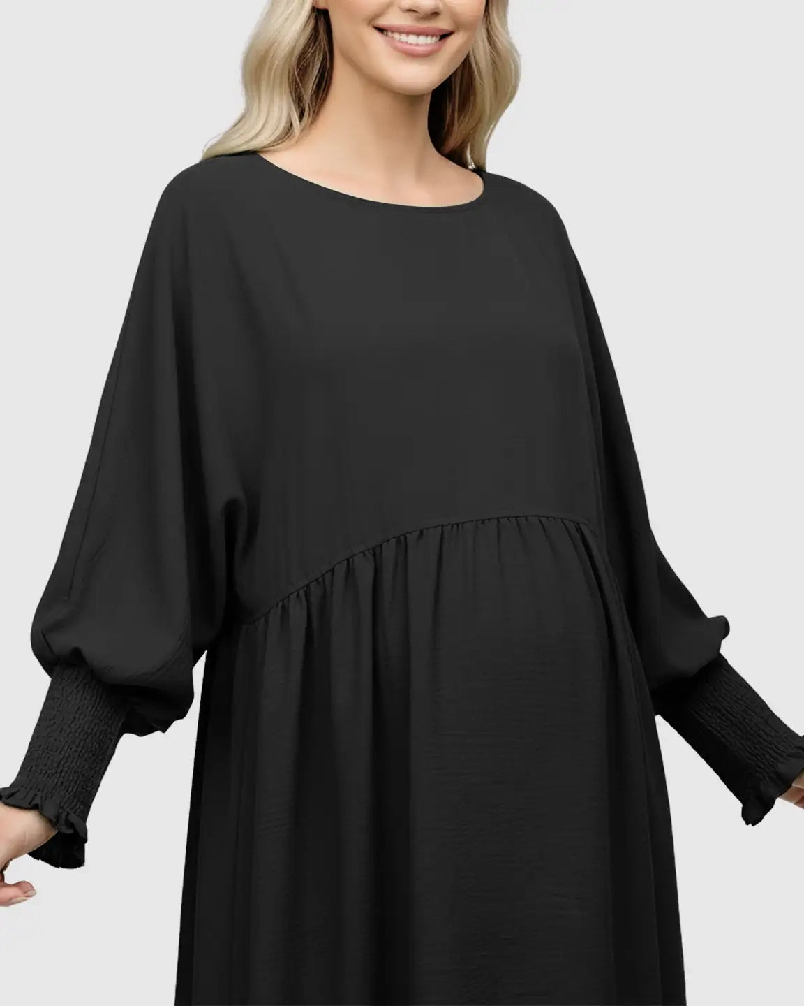 Flowy Smocked Sleeve Casual Dress