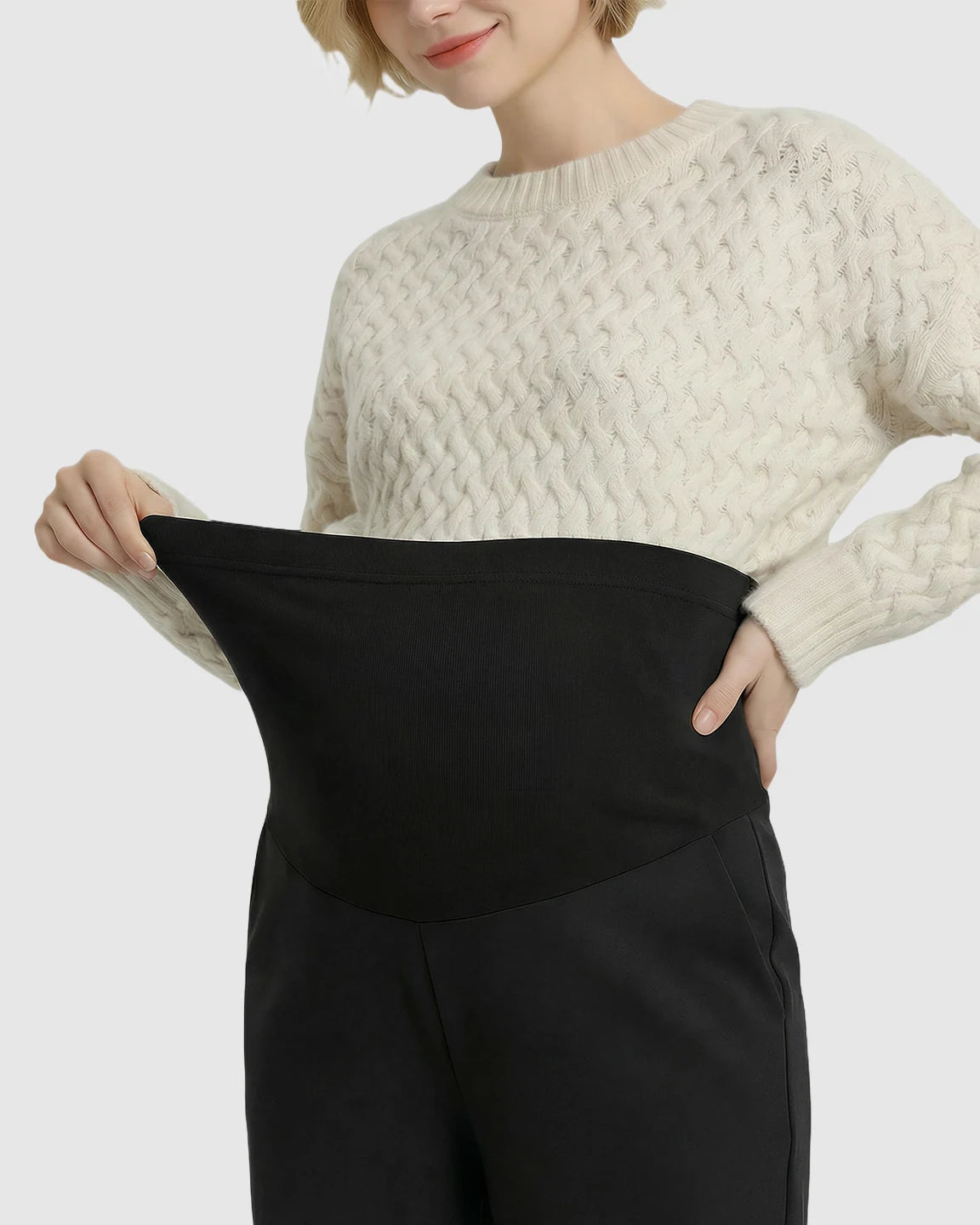 Button Detail Cropped Maternity Trousers