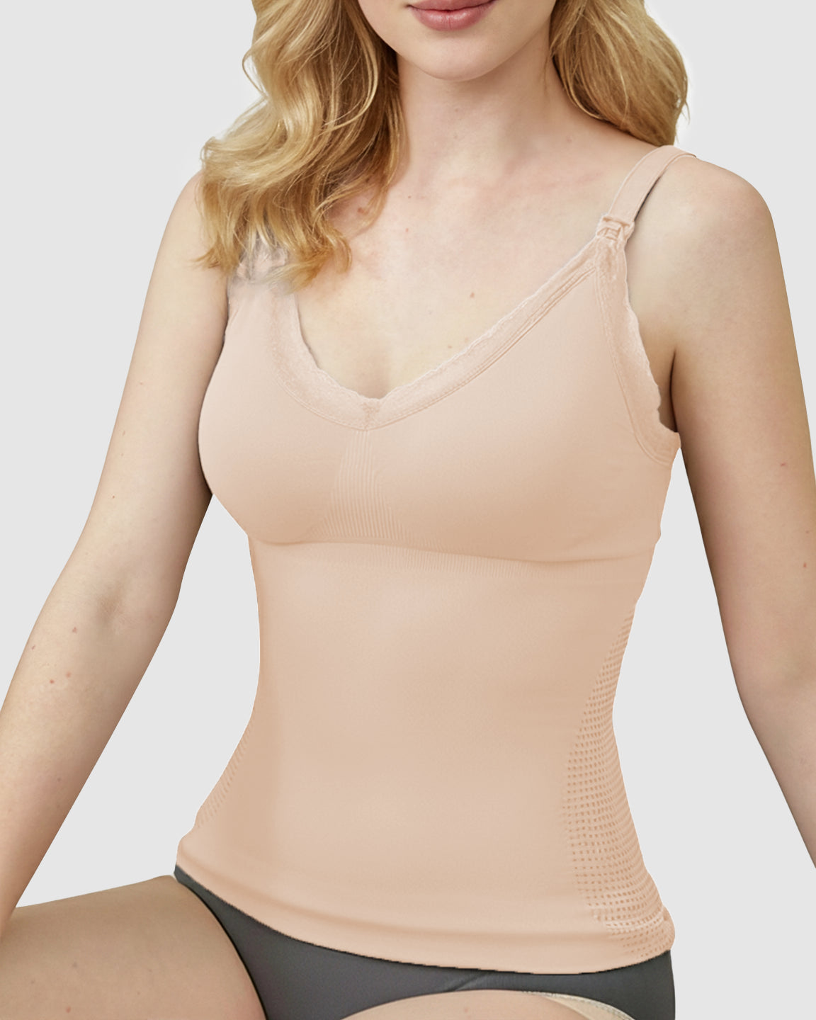 Seamless Lace-Trim V-Neck Nursing Cami
