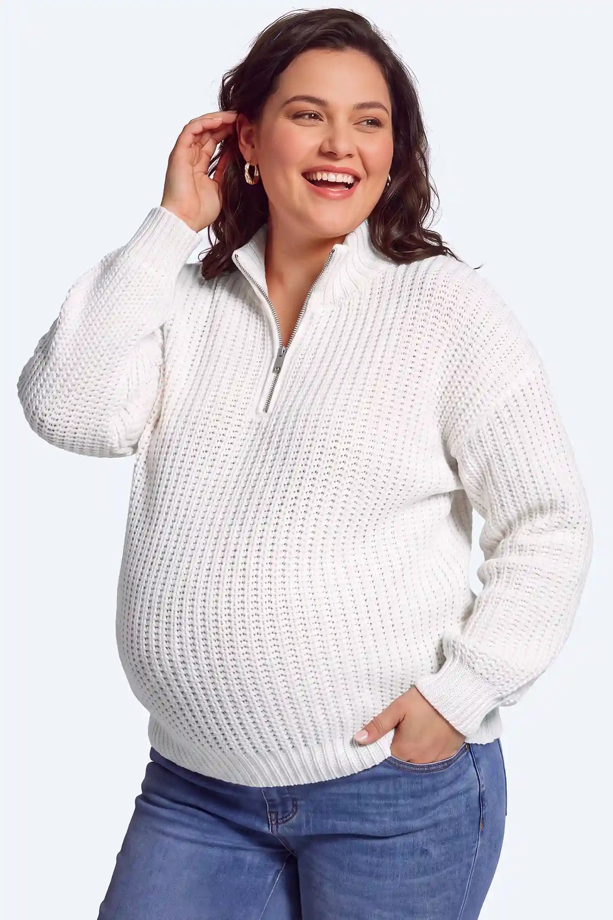 Maternity Quarter-Zip Knit Sweater